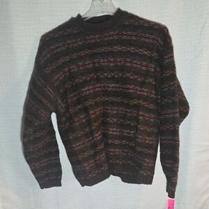 Eddie Bauer Men's Multicolor Striped Crewneck Sweater Size Xl 100% Wool Neutral